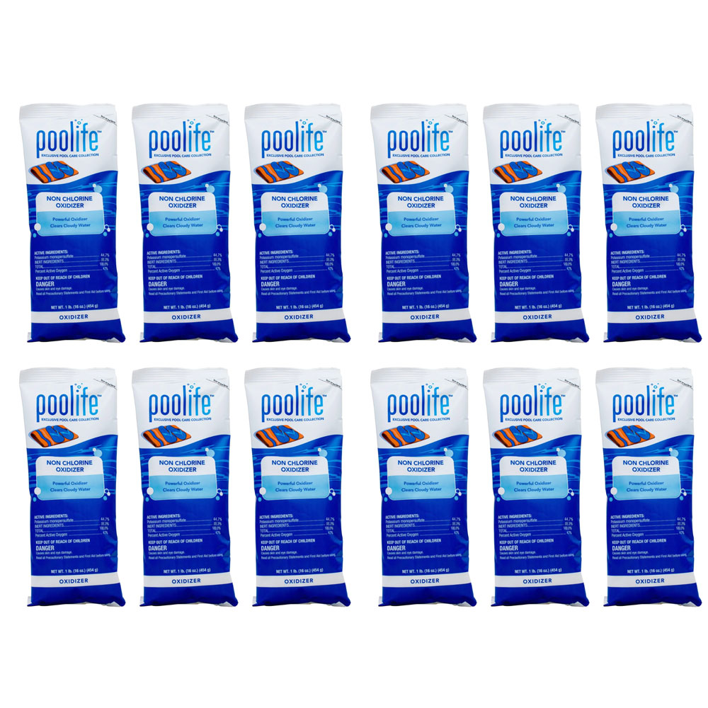 Poolife Potassium Monopersulfate Non Chlorine Shock Oxidizer 1 lb 22102 - 12 Packs