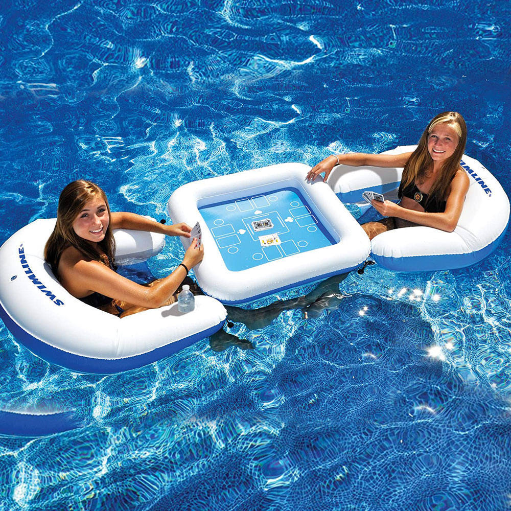 Swimline GameStation Inflatable Game Table & Waterproof Playing Cards 90675