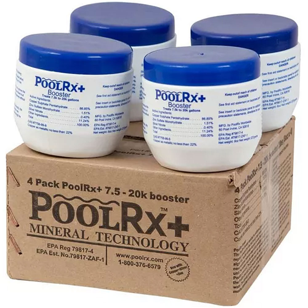 UPGRADED With Silver PoolRx Plus 7.5K-20K Pools Blue White Booster - 4 Pack