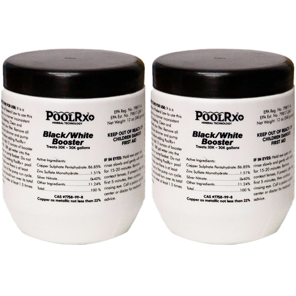 UPGRADED With Silver PoolRx Plus Black White 20K-30K Pools Booster - 2 Pack