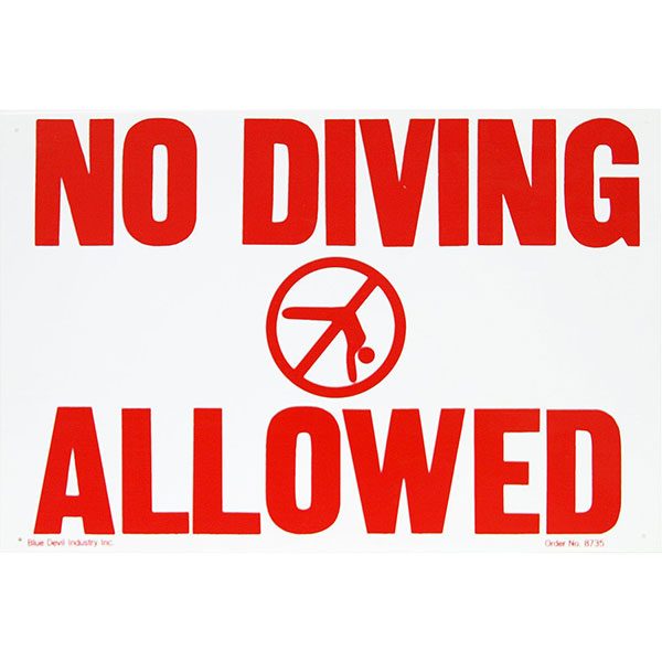 Valterra Swimming Pool No Diving Allowed Sign 18" x 12" B8725
